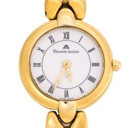 مملوكة مسبقًا ساعة يد نسائية موريس لاكروا 59608  مطلية ذهب أصفر مينا بيضاء 22 مم