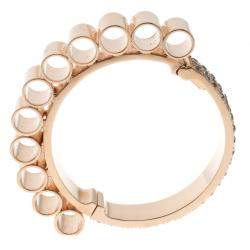 Mawi Retrospective Embedded Crystal Rose Gold Plated Tube Cuff Bracelet 19cm