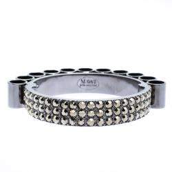 Mawi Retrospective Embedded Crystal Hematite Plated Tube Cuff Bracelet 19cm