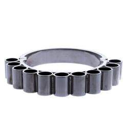 Mawi Retrospective Embedded Crystal Hematite Plated Tube Cuff Bracelet 19cm