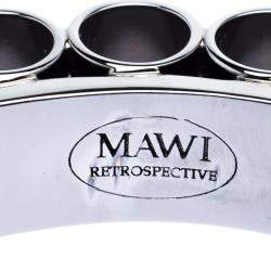 Mawi Retrospective Embedded Crystal Hematite Plated Tube Cuff Bracelet 19cm