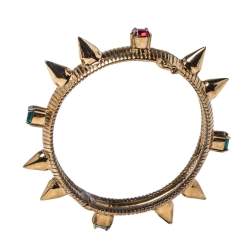 Mawi Multicolor Crystal & Spike Embedded Cuff Bracelet