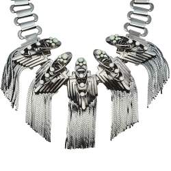 Mawi Gunmetal Tone Flapper Fringe Choker Necklace