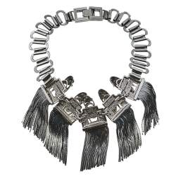 Mawi Gunmetal Tone Flapper Fringe Choker Necklace