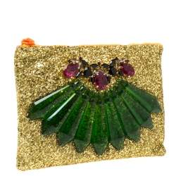 Mawi Gold Glitter Acrylic Perspex Clutch