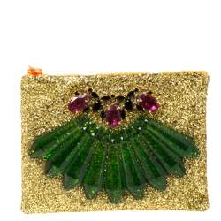 Mawi Gold Glitter Acrylic Perspex Clutch