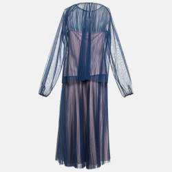 Max & Co. Blue Plisse Tulle Sheer Top and Skirt Set M