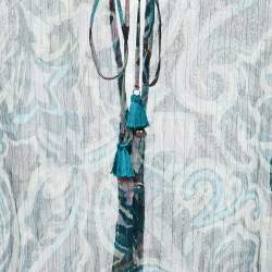 Pre Owned Max & Co. Green Printed Lurex Silk Tie-Up Neck Detail Blouse S