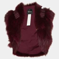 Max&Co. Burgundy Fox Fur Short Vest M