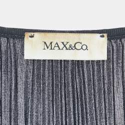 Pre Owned Max & Co. Navy Blue Plisse Embellished Midi Dress L