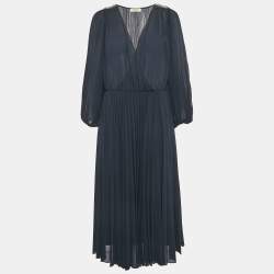 Max & Co. Navy Blue Plisse Embellished Midi Dress L