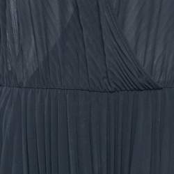 Pre Owned Max & Co. Navy Blue Plisse Embellished Midi Dress L