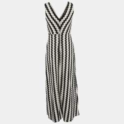 Pre Owned Max & Co. Black/White Chevron Crochet Maxi Dress M