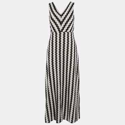 Max & Co. Black/White Chevron Crochet Maxi Dress M