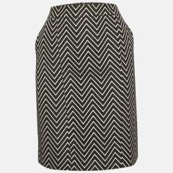 Pre Owned Max & Co. Black/White Chevron Patterned knit Short Skirt M
