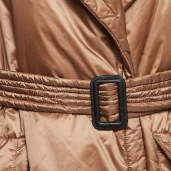Max Mara Brown Quilted Synthetic Double Breasted Cameluxe Trench Coat M