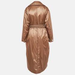 Max Mara Brown Quilted Synthetic Double Breasted Cameluxe Trench Coat M