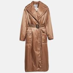 Max Mara Brown Quilted Synthetic Double Breasted Cameluxe Trench Coat M