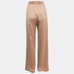 Pre Owned Max Mara Brown Satin Loose Fit Pants XL