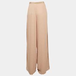 Max Mara Pink Crinkle Chiffon Wide-Leg Judit Trousers M
