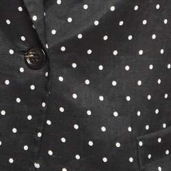 Max Mara Black Polka Dots Print Ramie Pittore Blazer M