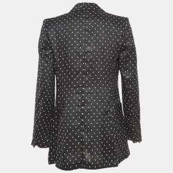Max Mara Black Polka Dots Print Ramie Pittore Blazer M