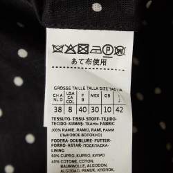 Max Mara Black Polka Dots Print Ramie Pittore Blazer M