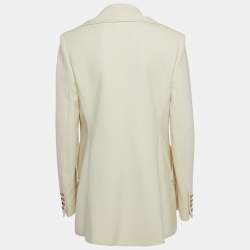 Max Mara Ivory Wool Double Breasted Rebus Coat L