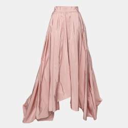Pre Owned Max Mara Pink Silk Blend Maxi Skirt M