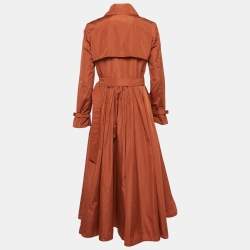 Max Mara Orange Taffeta Double Breasted Tubinga Trench Coat M
