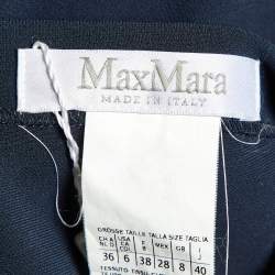 Max Mara Navy Blue Crepe Bocca Faux Wrap Dress S