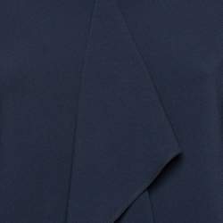 Max Mara Navy Blue Crepe Bocca Faux Wrap Dress S