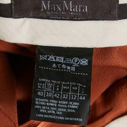 Max Mara Brown Satin Silk Flowing Envers Wide-Leg Trousers M