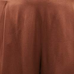 Max Mara Brown Satin Silk Flowing Envers Wide-Leg Trousers M