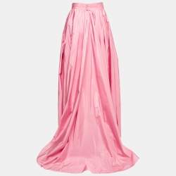 Max Mara Pink Taffeta Pleated Asymmetric Arancio Skirt M
