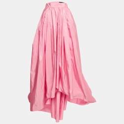 Max Mara Pink Taffeta Pleated Asymmetric Arancio Skirt M