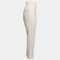 Max Mara White Cotton Blend Trousers L