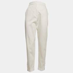 Max Mara White Cotton Blend Trousers L