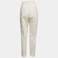 Max Mara White Cotton Blend Trousers L