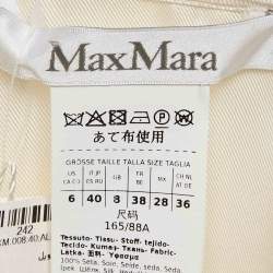 Max Mara Cream Silk Tie-Up Neck Blouse S