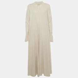Pre Owned Max Mara Off-White Jersey Caladio Midi Dress M
