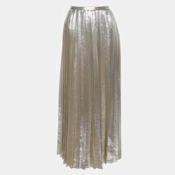 Max Mara Silver Georgette Pleated Maxi Skirt S