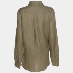 Pre Owned Max Mara Green Linen Long Sleeve Shirt XL