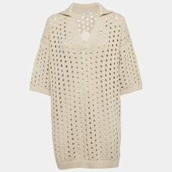 Pre Owned Max Mara Beige Knit Cut-Out Urna Mini Dress M