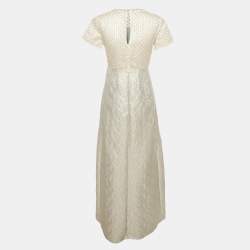 Pre Owned Max Mara Blue Lurex Jacquard Gown S