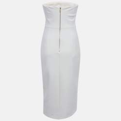 مملوكة مسبقًا فستان ماكس مارا برنارد صوف بدون حمالات أبيض فاتح مقاس صغير - سمول