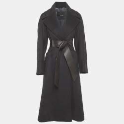 مملوكة مسبقًا معطف طويل مزدوج الصدر مزيج صوف أسود ماكس مارا أتيليه مقاس صغير (سمول)