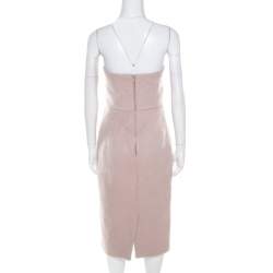 Pre Owned Max Mara Blush Pink Alpaca Fur Strapless Razza Dress S