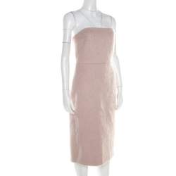 Pre Owned Max Mara Blush Pink Alpaca Fur Strapless Razza Dress S