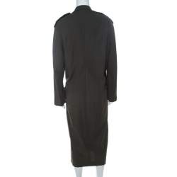Pre Owned Max Mara Khaki Green Cotton Cosmos Tuxedo Dress L